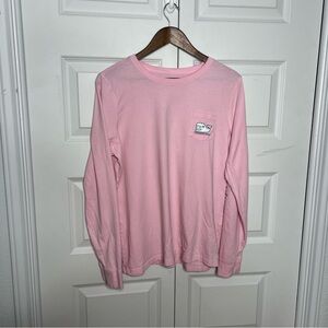 Vineyard Vines Women’s Pink Long Sleeve Pocket Tee Whale Logo Size L